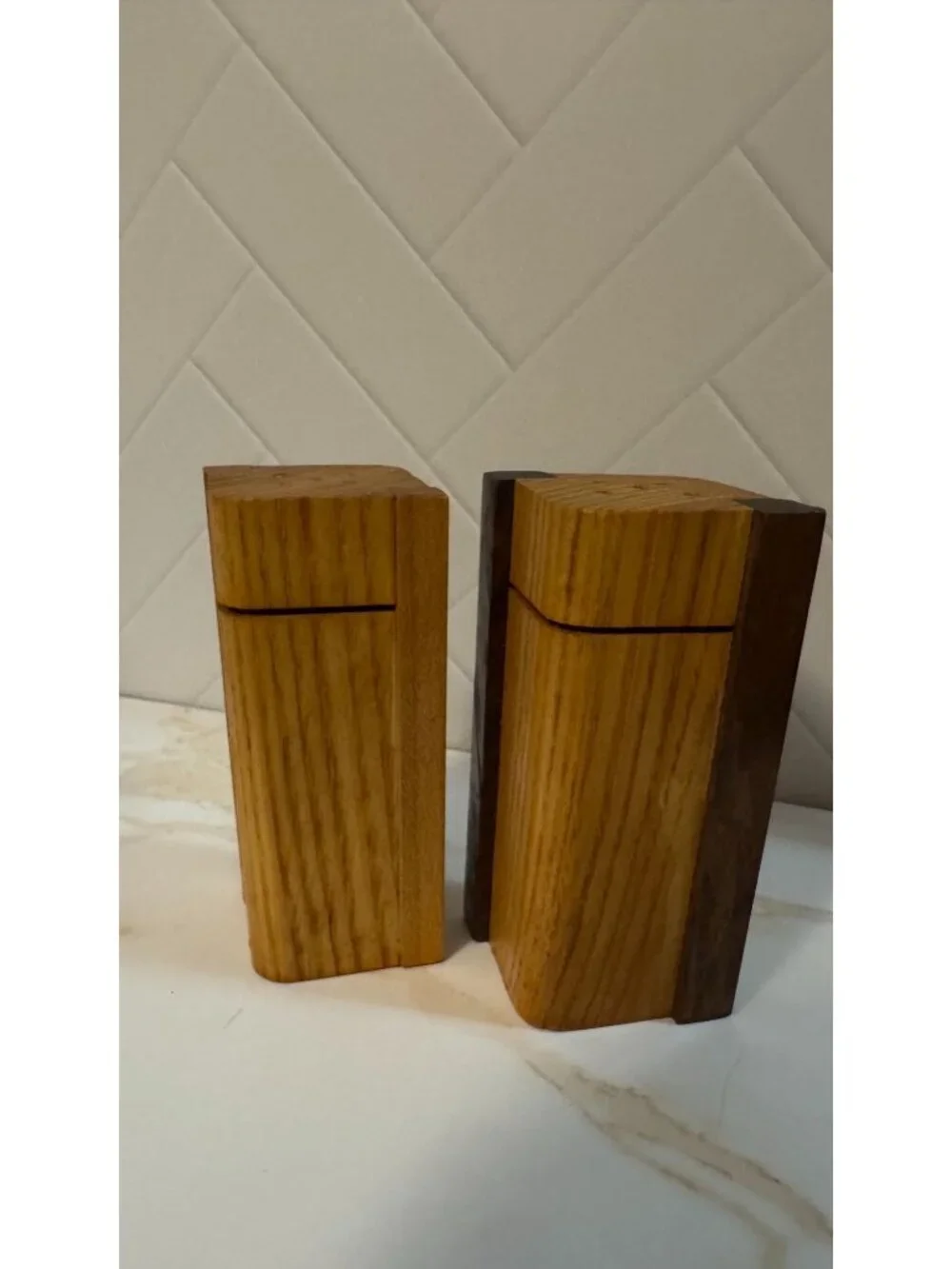 Minimalist 2 Toned Wood Salt and Pepper Shakers